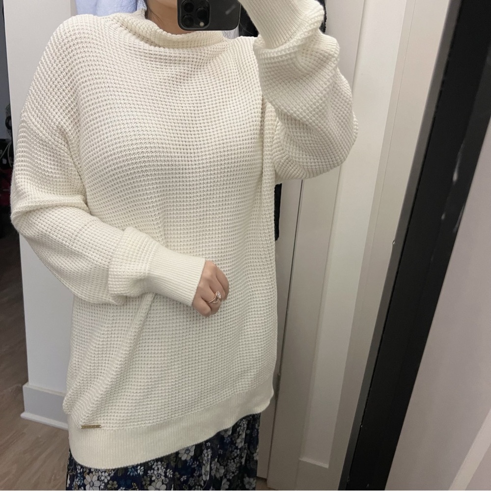 MICHAEL Michael Kors Cream Waffle-Knit Crew Neck Sweater